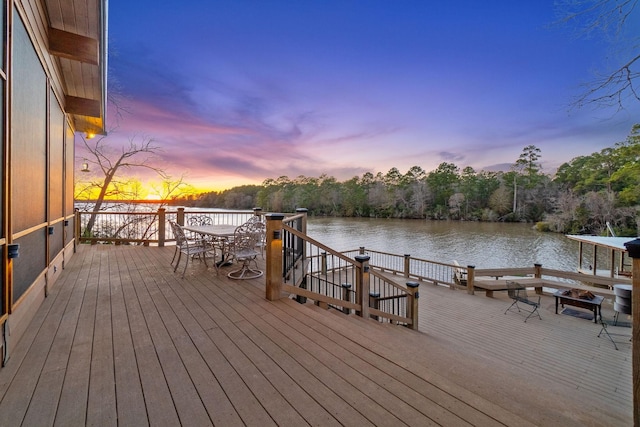 1222 Harts Creek Rd, Trinity, TX 75862 - view of dock featuring a deck with water view and outdoor dining area