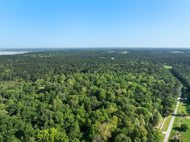 1222 Harts Creek Rd, Trinity, TX 75862 - drone / aerial view featuring a wooded view and a water view