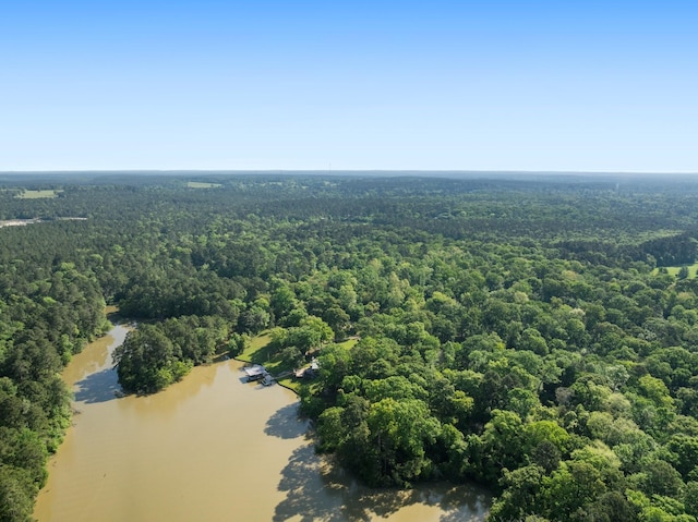 1222 Harts Creek Rd, Trinity, TX 75862 - drone / aerial view featuring a forest view and a water view