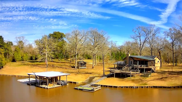 1222 Harts Creek Rd, Trinity, TX 75862 - dock area with a deck with water view