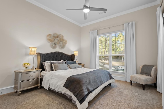10539 Crestwater Cir, Magnolia, TX 77354 - carpeted bedroom with crown molding and ceiling fan