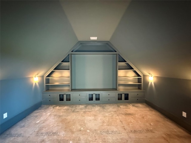15420 Highlander Ct, Montgomery, TX 77356 - home theater featuring baseboards and lofted ceiling