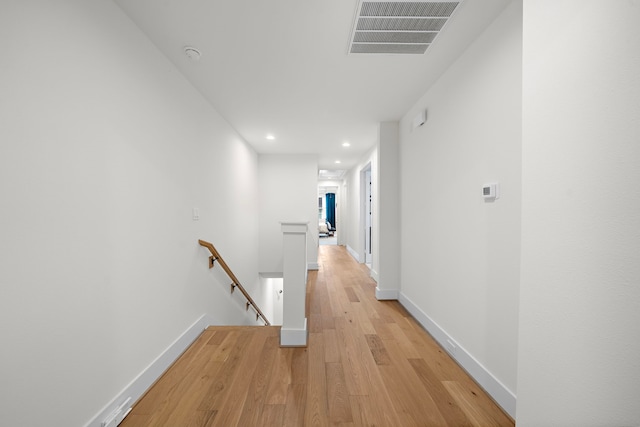 805 Fisher St Unit B, Houston, TX 77018 - corridor featuring an upstairs landing, light wood finished floors, recessed lighting, and baseboards