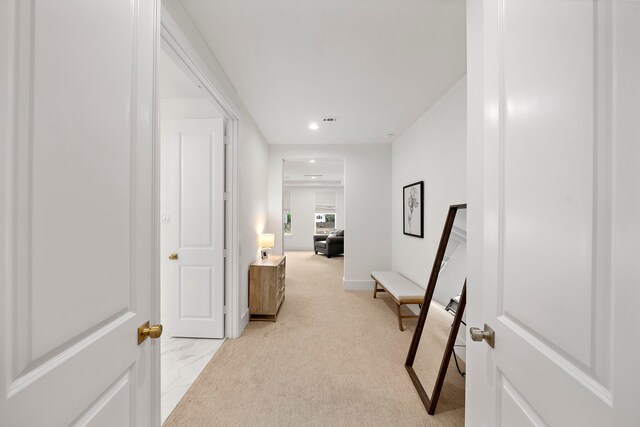 805 Fisher St Unit B, Houston, TX 77018 - hall featuring recessed lighting, baseboards, and light colored carpet