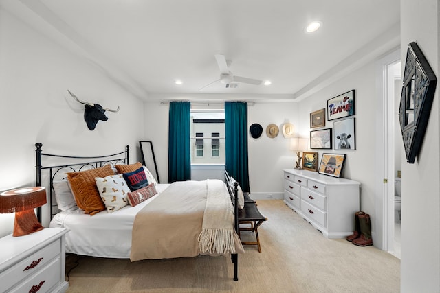 805 Fisher St Unit B, Houston, TX 77018 - bedroom featuring recessed lighting, light carpet, ceiling fan, and baseboards