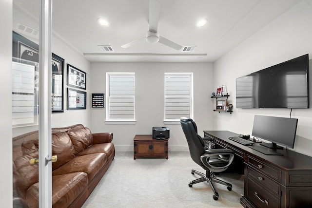 805 Fisher St Unit B, Houston, TX 77018 - carpeted office space with a ceiling fan, recessed lighting, and baseboards