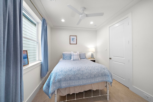 805 Fisher St Unit B, Houston, TX 77018 - bedroom with carpet, baseboards, recessed lighting, and ceiling fan