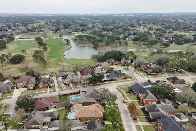 2104 Olympic Dr, League City, TX 77573 - drone / aerial view with a residential view, a water view, and view of golf course