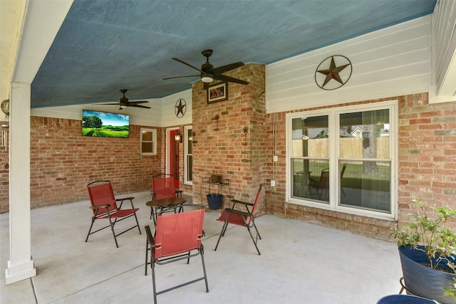 view of patio / terrace with a ceiling fan