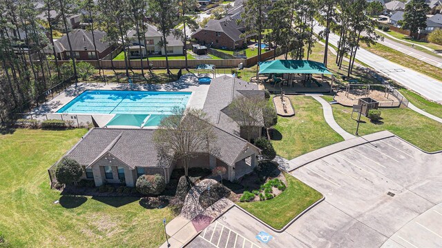 drone / aerial view featuring a residential view