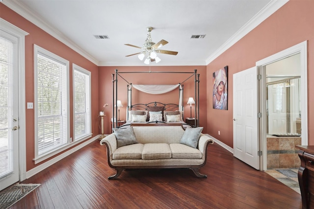 4304 Newcastle Ct, Bryan, TX 77802 - bedroom with multiple windows, hardwood / wood-style flooring, and ornamental molding