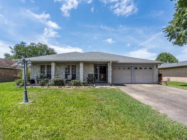 1814 Cliffdale Dr, Missouri City, TX 77489 - ranch-style home featuring concrete driveway, a front lawn, brick siding, and a garage