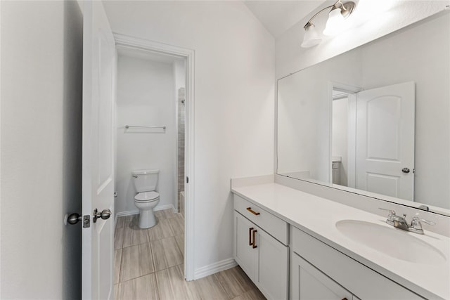 546 Long Beach Bay Dr, Katy, TX 77493 - full bathroom with baseboards, walk in shower, vanity, and toilet