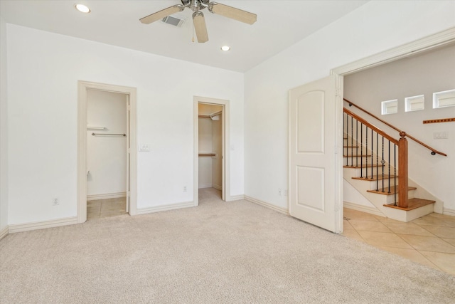 91 Sidney St, Houston, TX 77003 - unfurnished bedroom with recessed lighting, carpet floors, a spacious closet, and visible vents