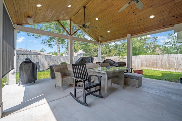 606 Sea Anchor Way, Crosby, TX 77532 - view of patio featuring a ceiling fan and a fenced backyard