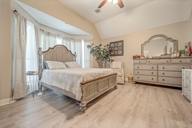 606 Sea Anchor Way, Crosby, TX 77532 - bedroom with vaulted ceiling, visible vents, baseboards, and light wood-type flooring