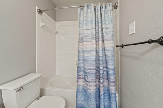 13115 Parkbrook Way Ln, Sugar Land, TX 77498 - full bathroom with toilet, shower / bath combo, and a textured wall