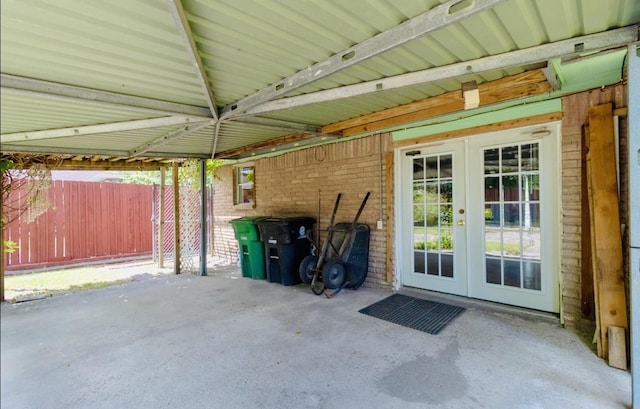 view of patio / terrace with fence and french doors
