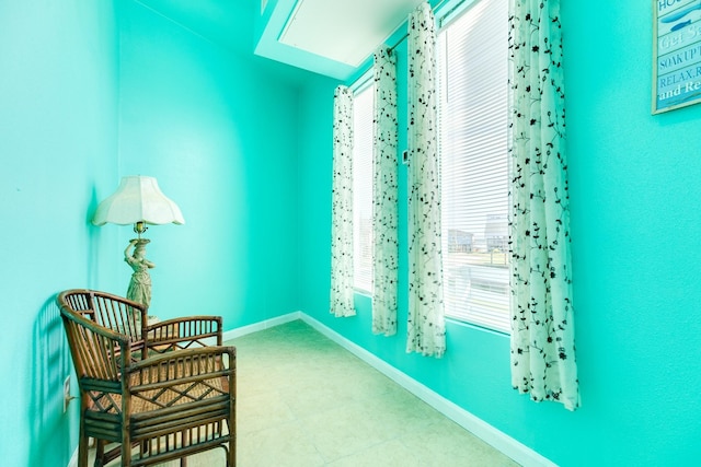 living area with baseboards