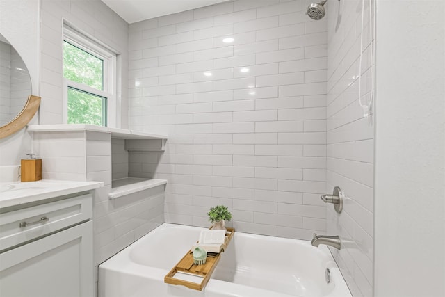 full bathroom featuring vanity and tub / shower combination
