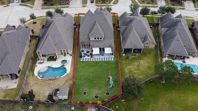 aerial view featuring a residential view