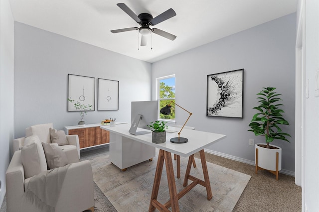 1215 E 34th St Unit A, Houston, TX 77022 - home office with a ceiling fan and baseboards