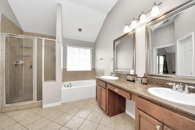 6222 Skyline Dr Unit 27, Houston, TX 77057 - full bath with a shower stall, lofted ceiling, and a sink