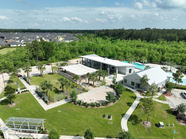 10021 Preserve Way, Conroe, TX 77385 - aerial view of a pool area and a forest