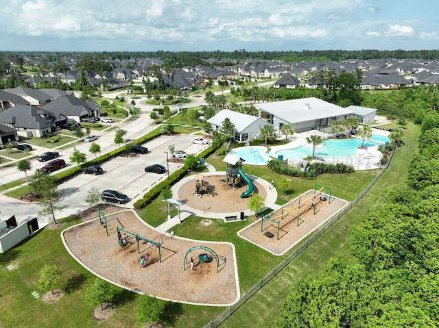 10021 Preserve Way, Conroe, TX 77385 - aerial view of residential area with a pool area