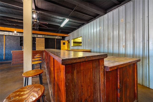 5606 S US Highway 77, Warda, TX 78960 - bar featuring concrete flooring, a ceiling fan, and a dry bar