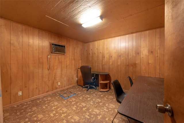 5606 S US Highway 77, Warda, TX 78960 - office with wood walls, baseboards, and a wall unit AC