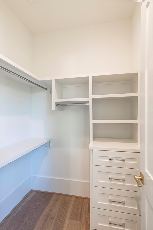 spacious closet with wood finished floors