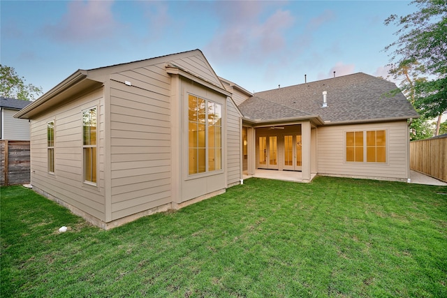 1570 Cheshire Ln, Houston, TX 77018 - back of house featuring french doors, a patio, and roof with shingles