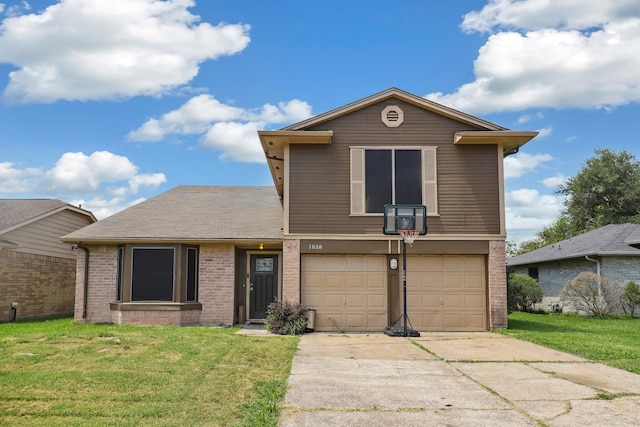 1858 Wood Orchard Dr, Missouri City, TX 77489 - traditional home featuring brick siding, a front yard, concrete driveway, and an attached garage