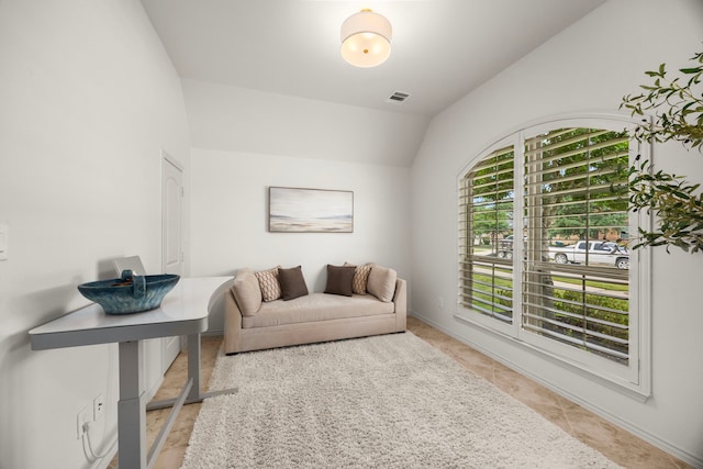 29119 Marina Point Ln, Fulshear, TX 77441 - living area featuring lofted ceiling and light tile patterned floors