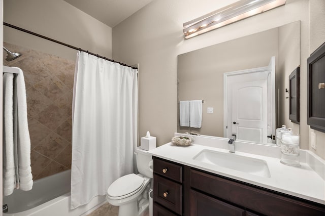 29119 Marina Point Ln, Fulshear, TX 77441 - bathroom with toilet, vanity, and shower / bath combination with curtain