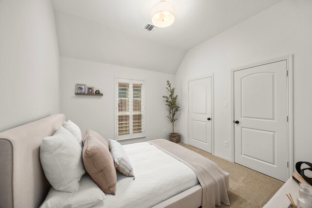 29119 Marina Point Ln, Fulshear, TX 77441 - bedroom with light carpet and vaulted ceiling
