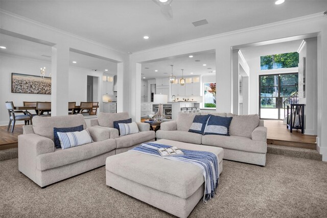 16059 Walden Rd, Conroe, TX 77356 - living area with ornamental molding and recessed lighting