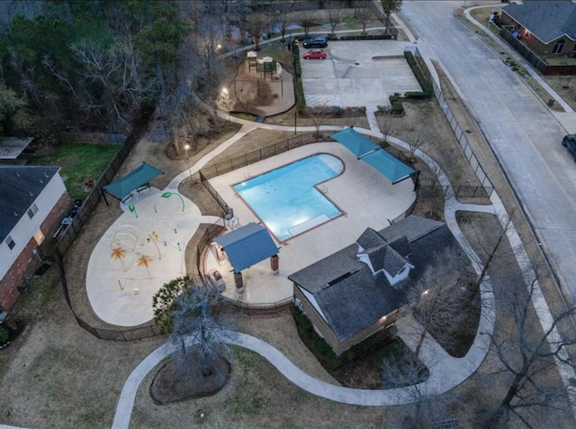 14911 Hurst Point Ln, Houston, TX 77049 - aerial view of property and surrounding area featuring a pool