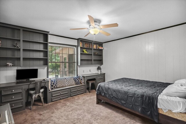 1492 Sleepy Hollow Ln, Canton, TX 75103 - carpeted bedroom featuring built in desk and ceiling fan