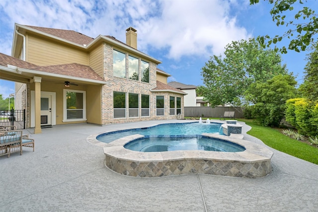 314 Del Monte Dr, Friendswood, TX 77546 - view of pool with a fenced backyard, a patio, a fenced in pool, and an in ground hot tub