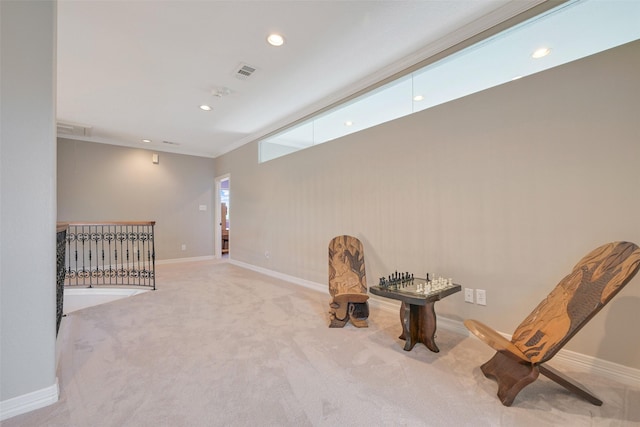 314 Del Monte Dr, Friendswood, TX 77546 - living area with recessed lighting, carpet floors, visible vents, and baseboards