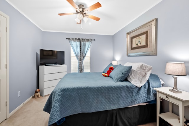 19515 Buckland Park Dr, Katy, TX 77449 - carpeted bedroom featuring a ceiling fan, baseboards, and ornamental molding