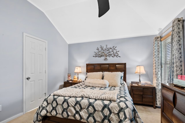 19515 Buckland Park Dr, Katy, TX 77449 - bedroom with ceiling fan, lofted ceiling, carpet flooring, and baseboards