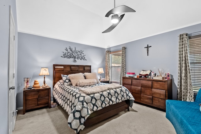 19515 Buckland Park Dr, Katy, TX 77449 - carpeted bedroom with vaulted ceiling and a ceiling fan