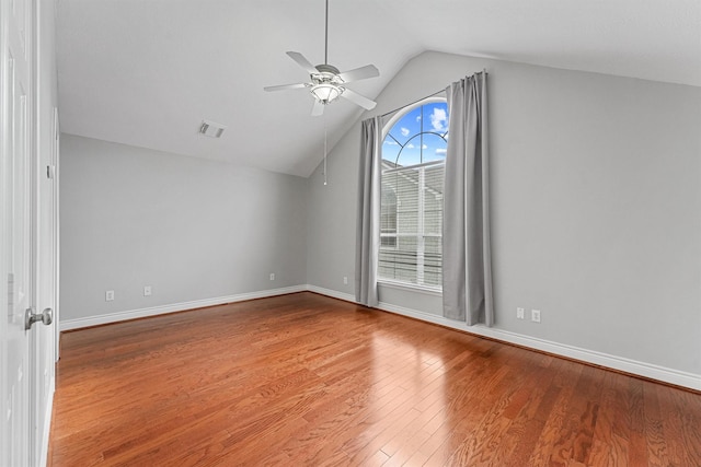 1646 W 13th St, Houston, TX 77008 - additional living space featuring lofted ceiling, wood finished floors, a ceiling fan, and baseboards