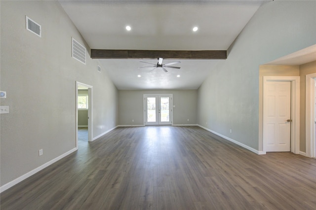 unfurnished living room featuring dark wood finished floors, ceiling fan, and baseboards