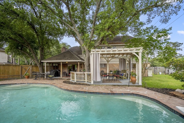 13018 Lentando Ln, Cypress, TX 77429 - view of swimming pool with a pergola and a patio