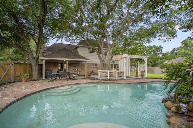 13018 Lentando Ln, Cypress, TX 77429 - view of swimming pool with a pergola, a patio, and a fenced backyard