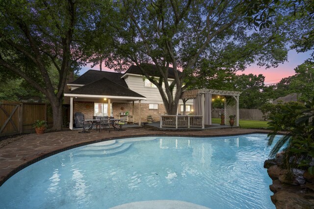 13018 Lentando Ln, Cypress, TX 77429 - view of pool with a pergola, a patio area, a fenced backyard, and a gazebo